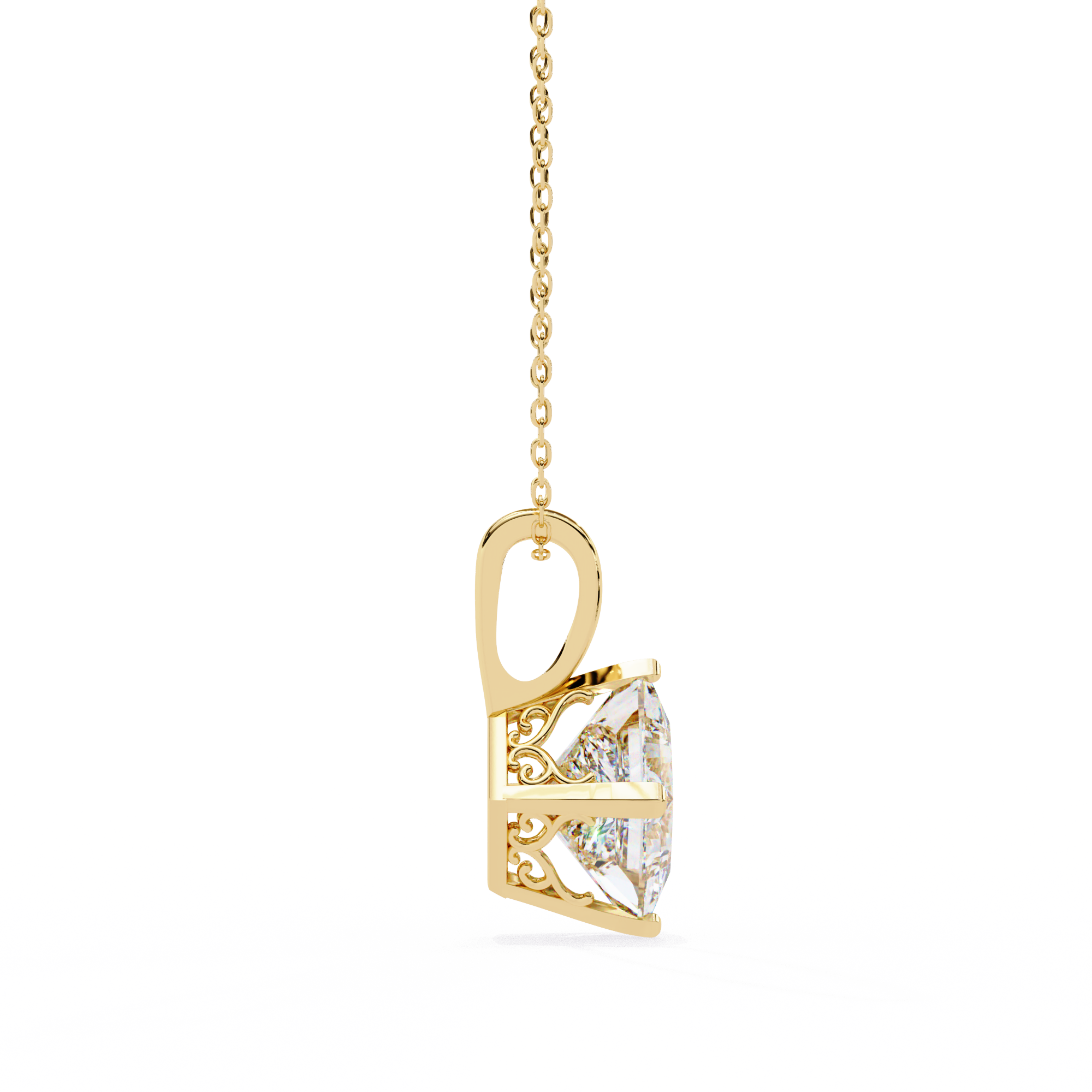 2.87 Carat Princess Cut Lab-Grown Diamond Pendant Necklace – E Color VVS2 Clarity