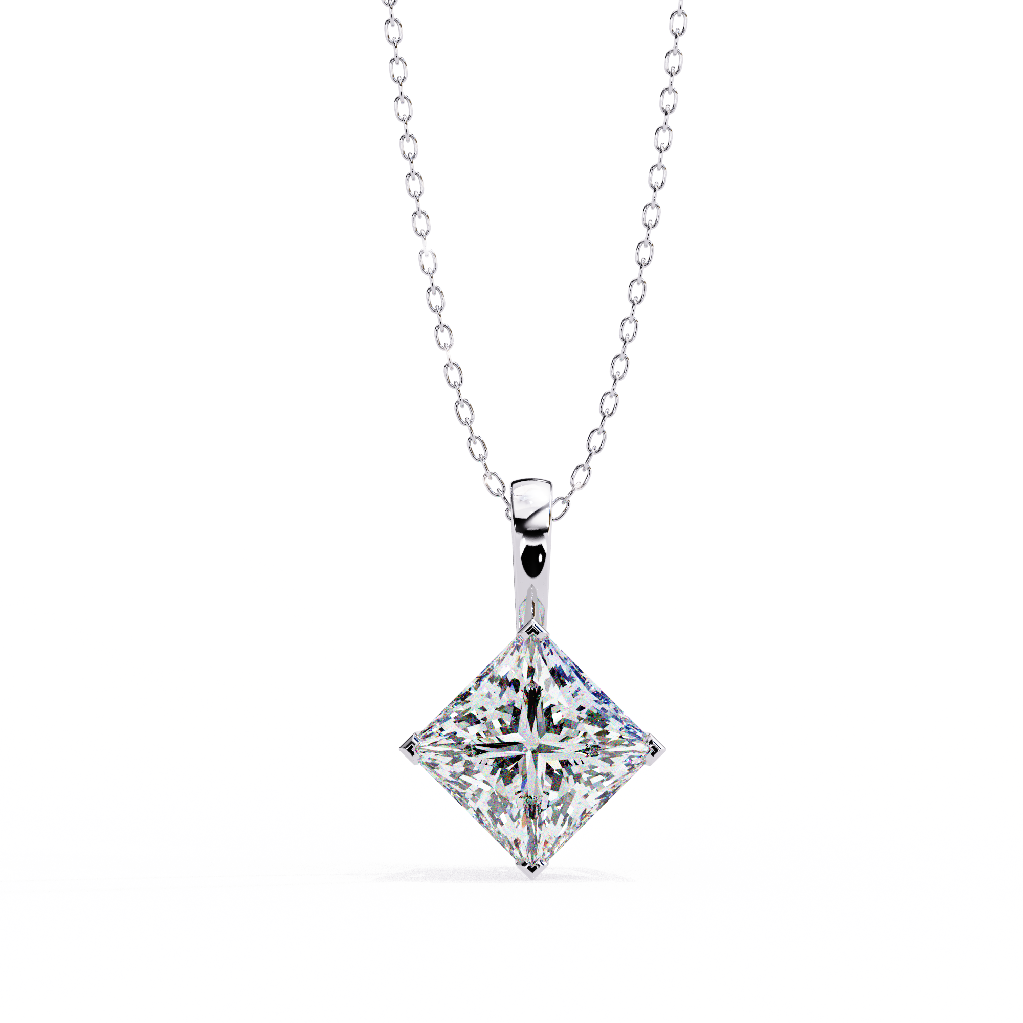 Solitairekart 2.87ct Tilted Princess-Cut Natural Diamond Solitaire Pendant-H Color, VS1 Clarity
