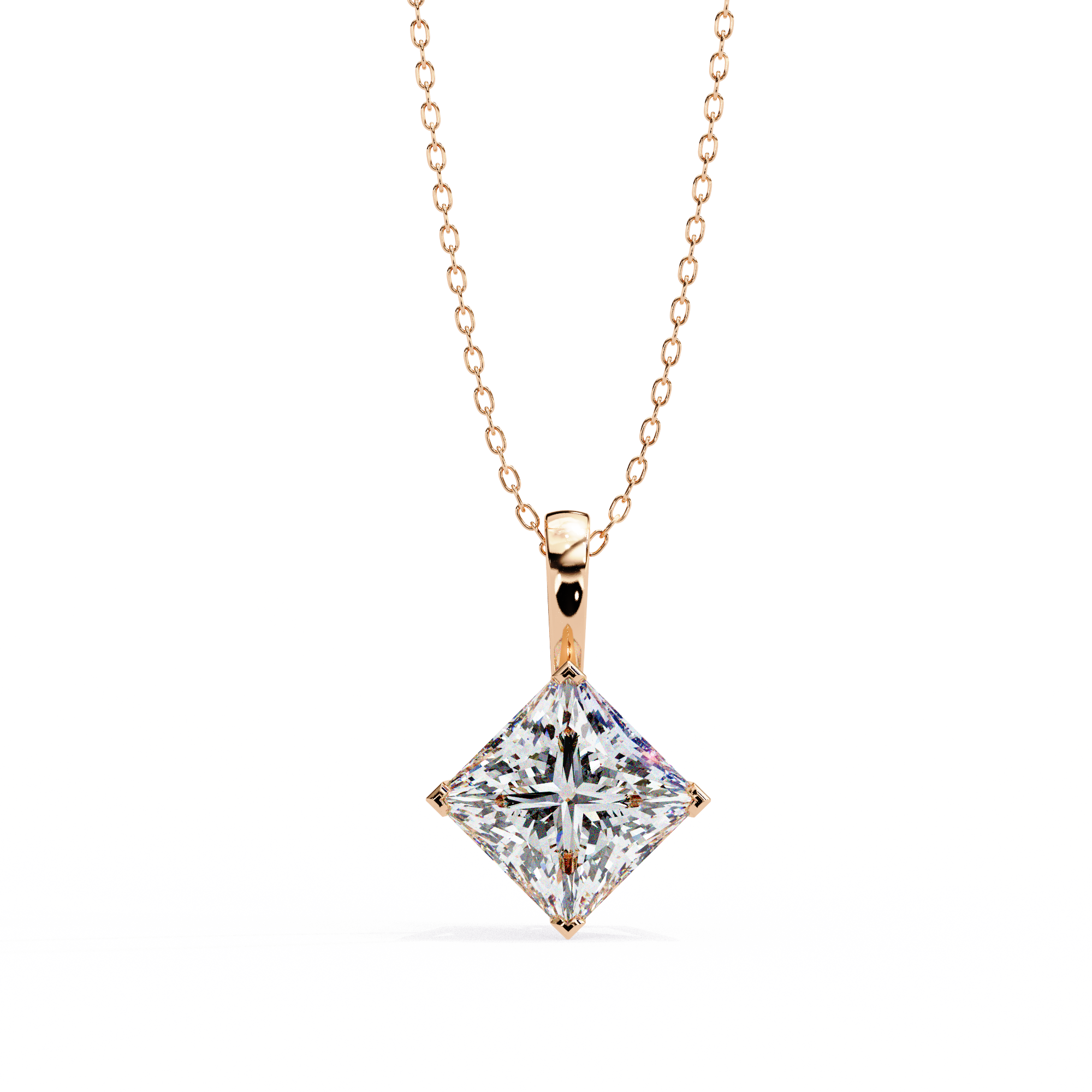 2.87 Carat Princess Cut Lab-Grown Diamond Pendant Necklace – E Color VVS2 Clarity