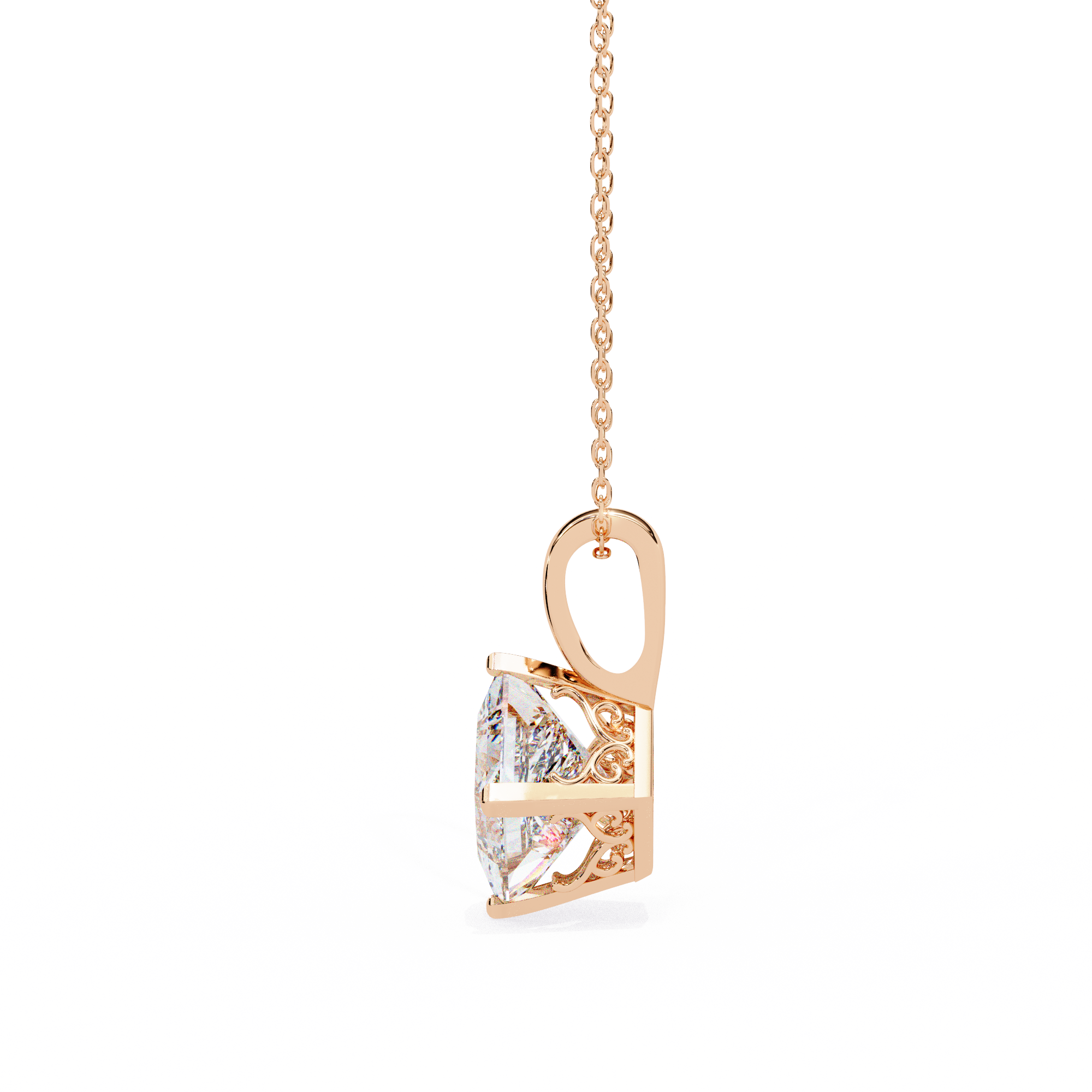 2.87 Carat Princess Cut Lab-Grown Diamond Pendant Necklace – E Color VVS2 Clarity