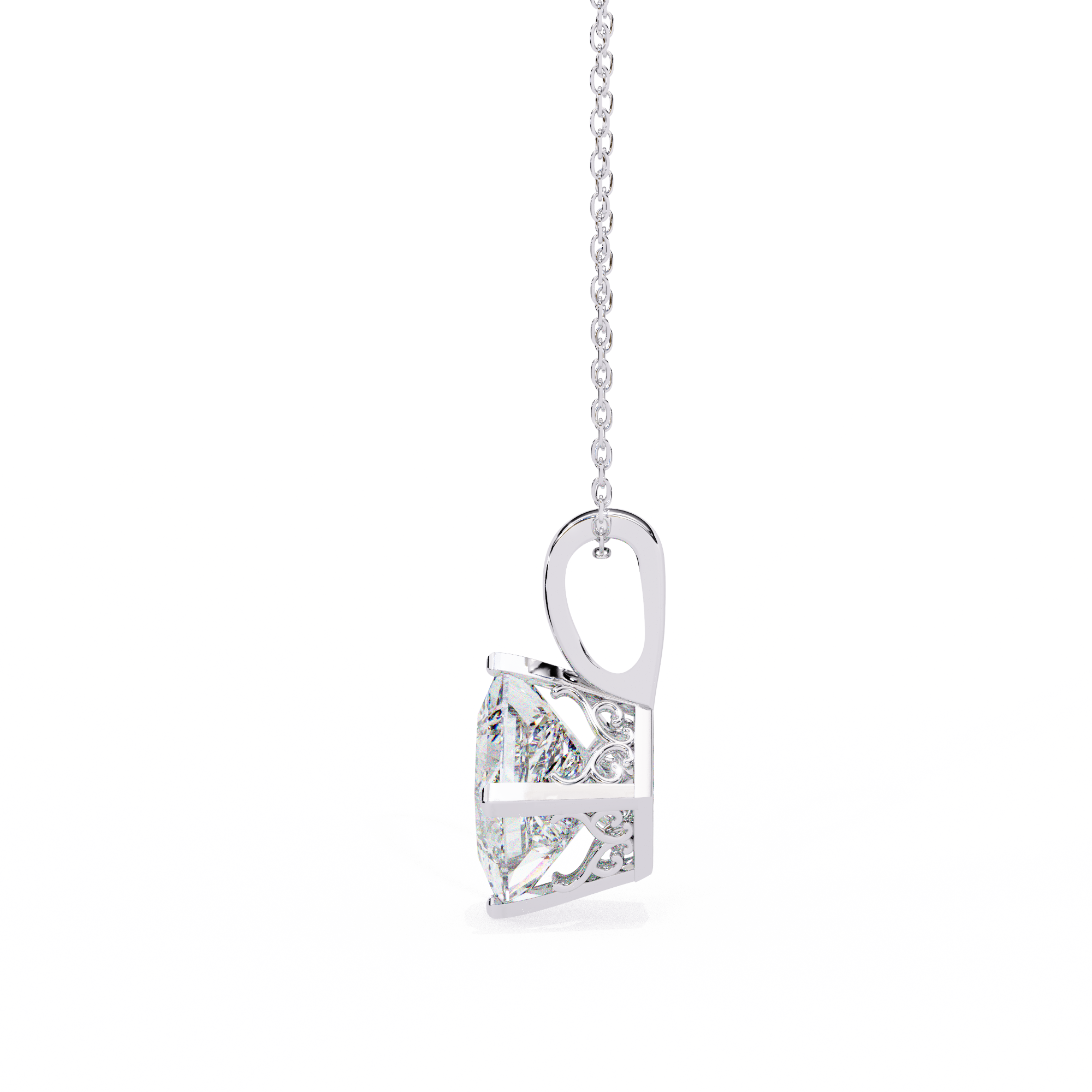 Solitairekart 2.87ct Tilted Princess-Cut Natural Diamond Solitaire Pendant-H Color, VS1 Clarity