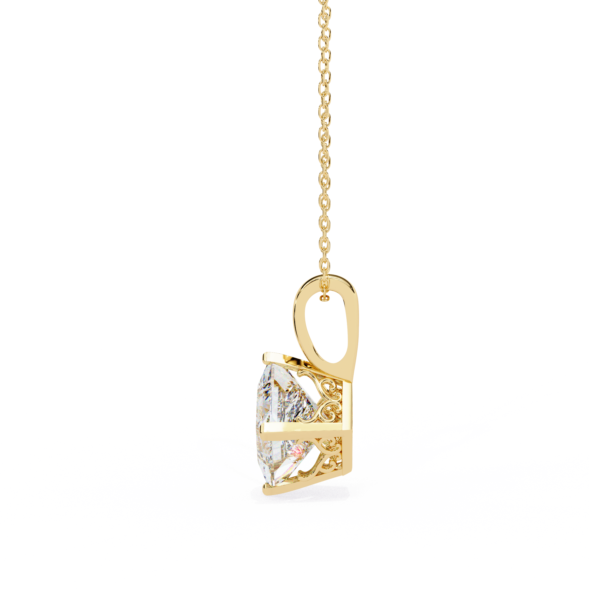 Solitairekart 2.87ct Tilted Princess-Cut Natural Diamond Solitaire Pendant-H Color, VS1 Clarity