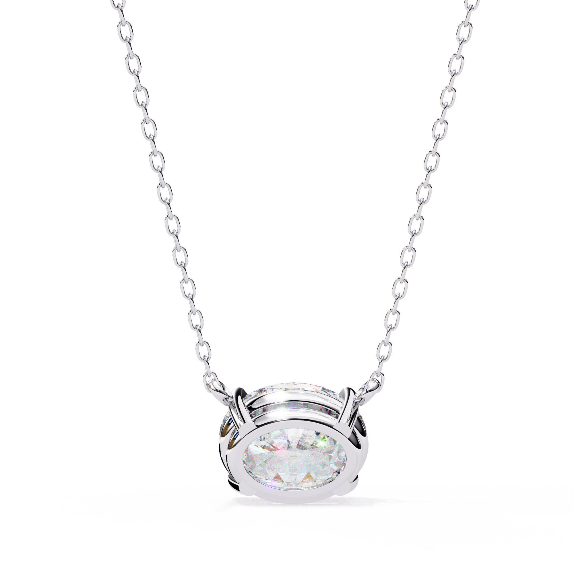 Solitairekart 1.66ct Oval-Cut East-West Natural Diamond Solitaire Pendant