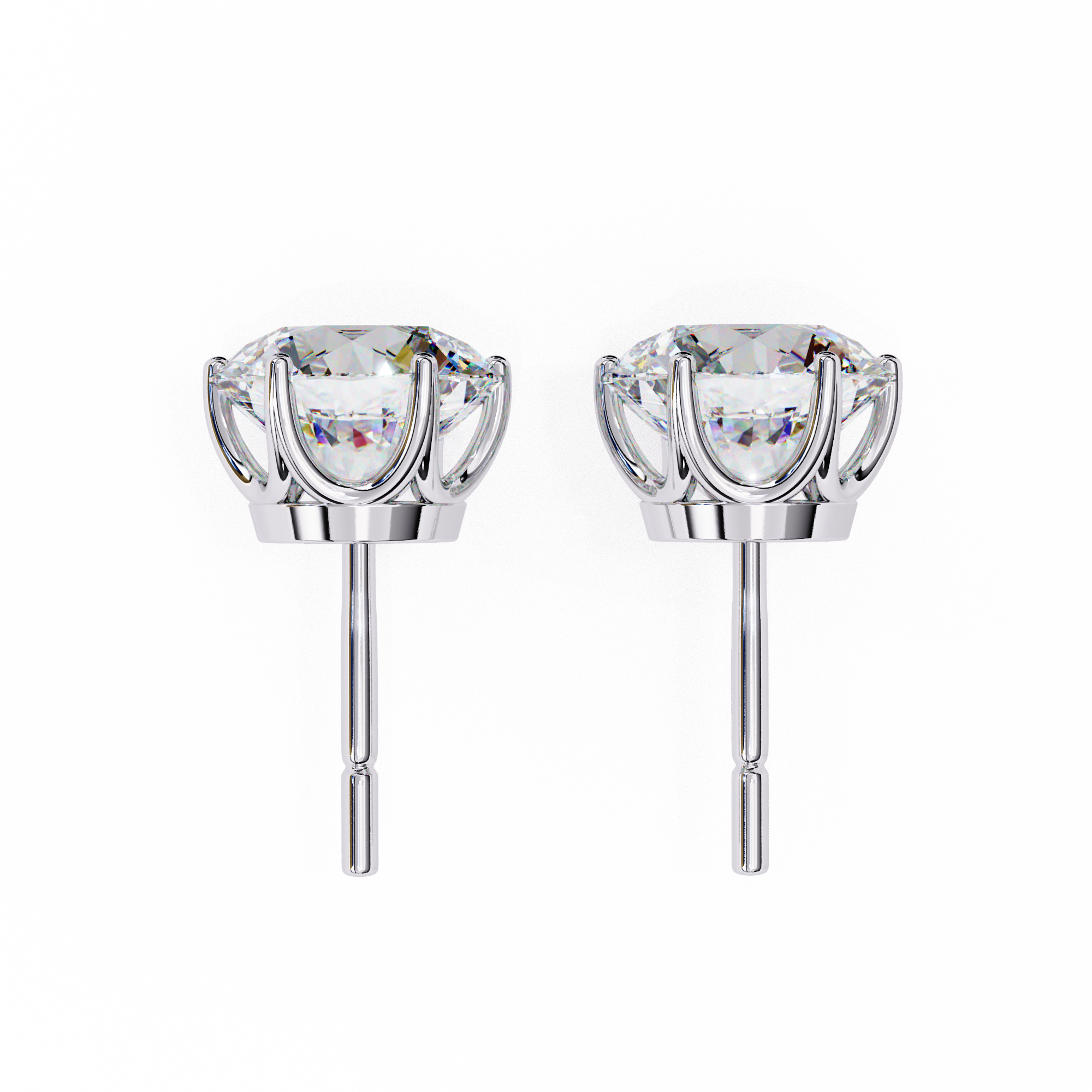 Classic–2.57 Carat F Color VS1 Clarity Round Lab Grown Diamond Stud Earrings