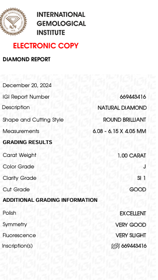 Solitairekart 1 Carat j Color SI1 Clarity Natural Diamond