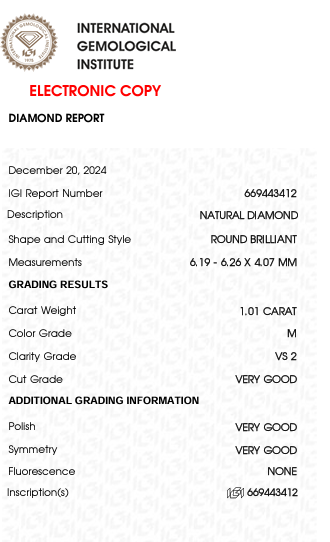 Solitairekart 1.01 Carat M Color VS2 Clarity Natural Diamond