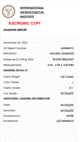 Solitairekart 1 Carat J Color SI1 Clarity Natural Diamond