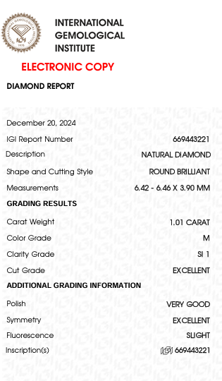 Solitairekart 1.01 Carat M Color SI1 Clarity Natural Diamond