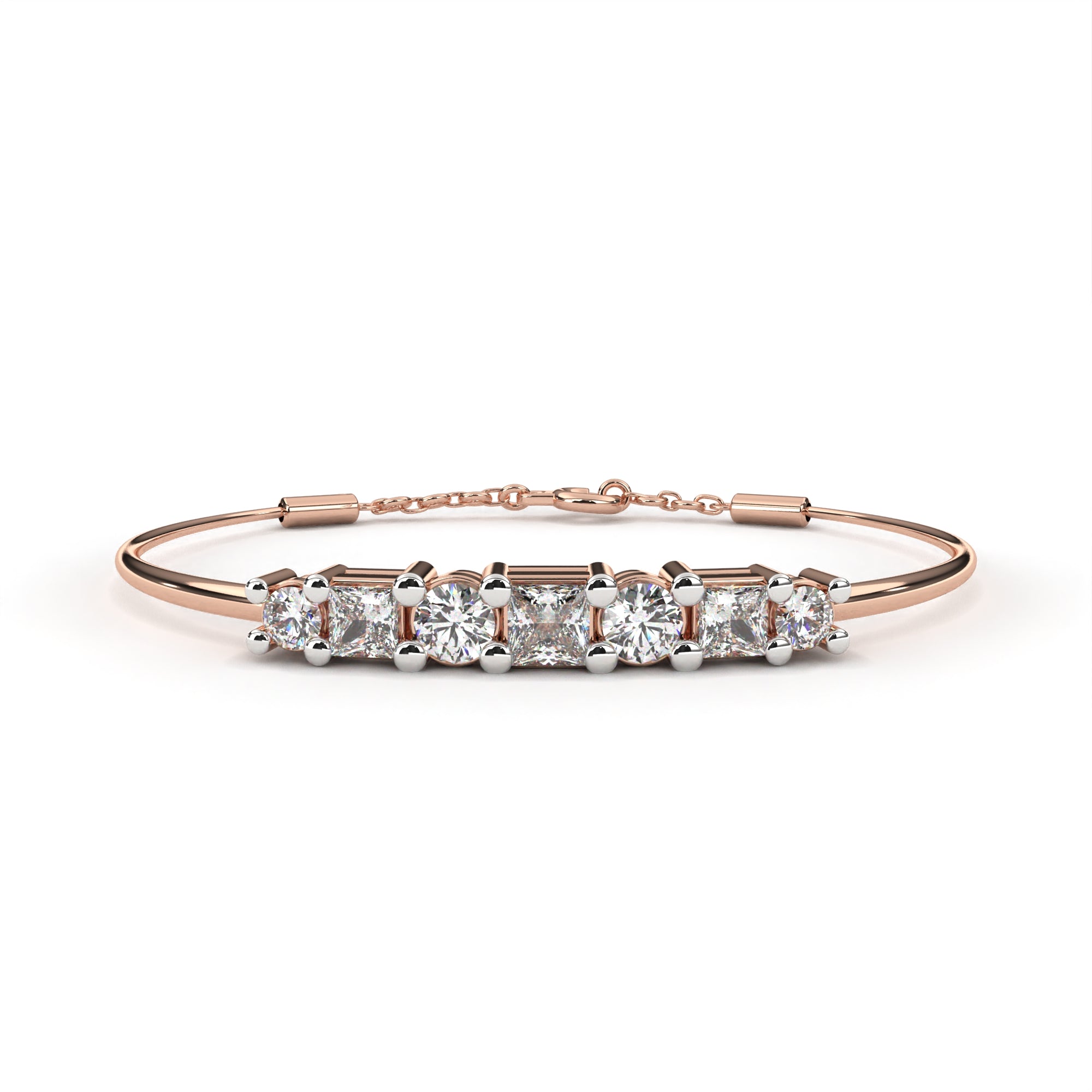 Solitairekart 0.37ct Princess & Round Cut Natural Diamond Bracelet-HI Color. VS-SI Clarity