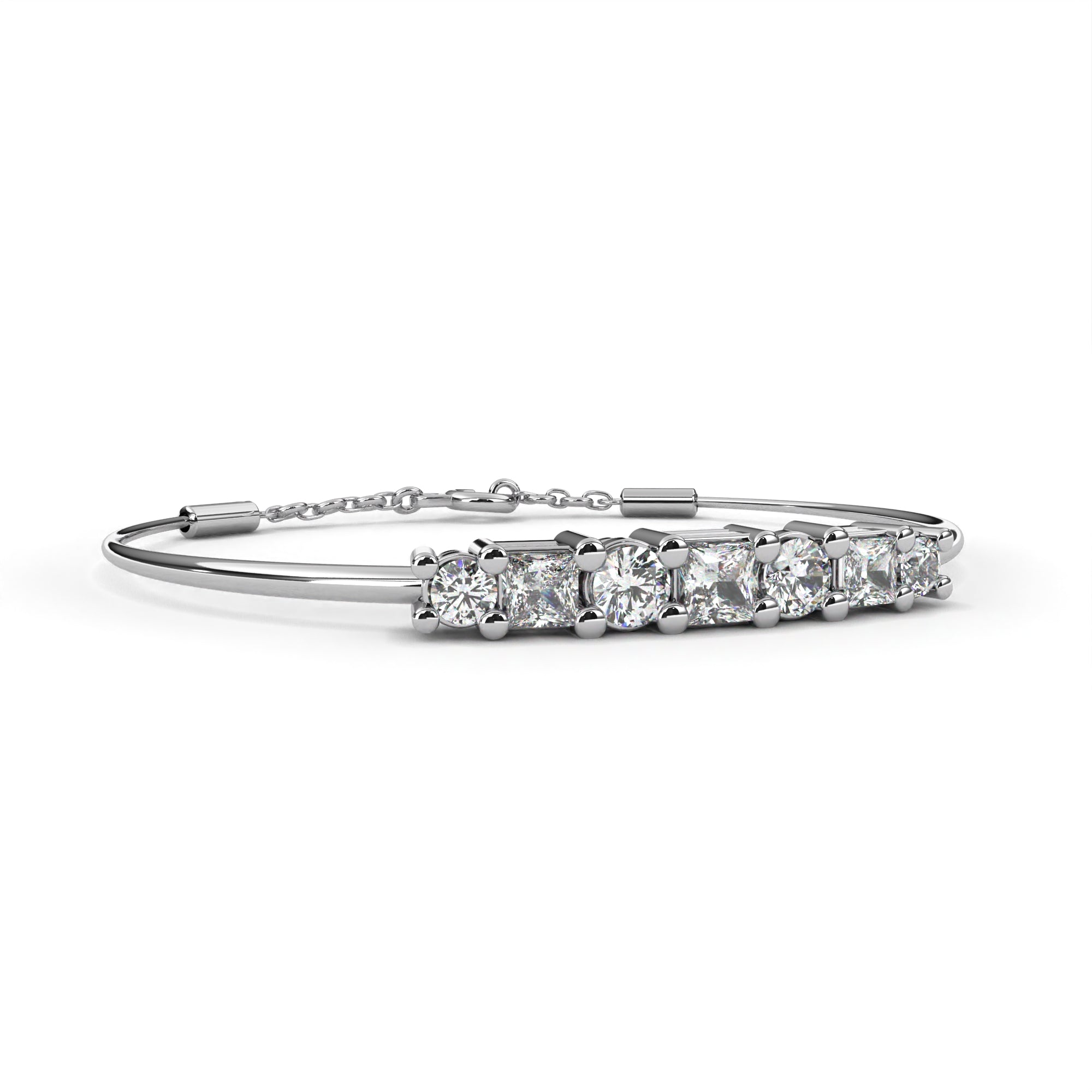 Solitairekart 0.37ct Princess & Round Cut Natural Diamond Bracelet-HI Color. VS-SI Clarity
