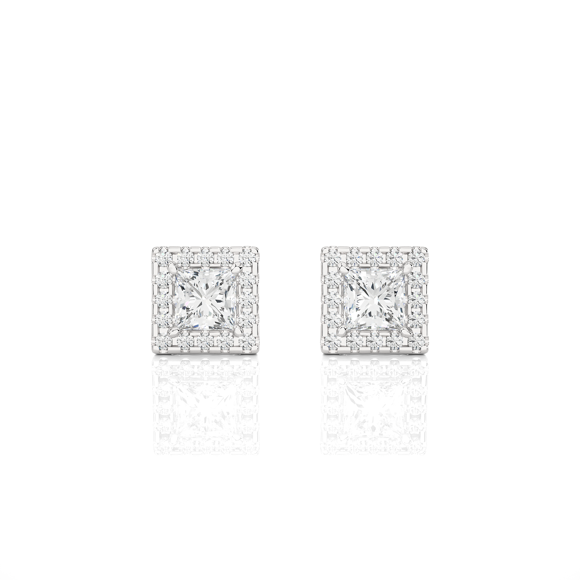 Buy 2.15Ct Princess Diamond Stud Earrings | Solitairekart