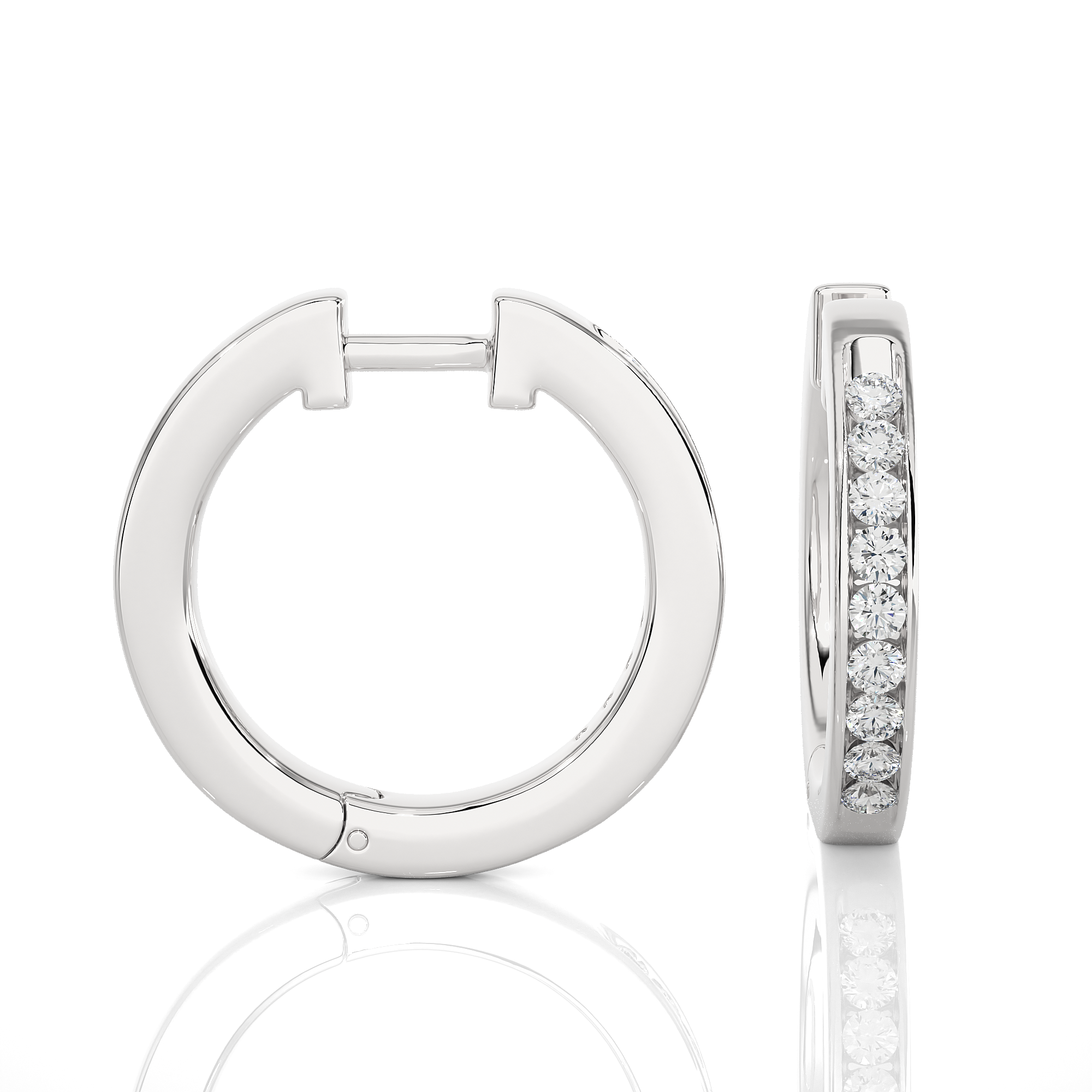 0.52 Carat HI Color VS1 Clarity Diamond Studded Natural Diamond Hoop Earrings.