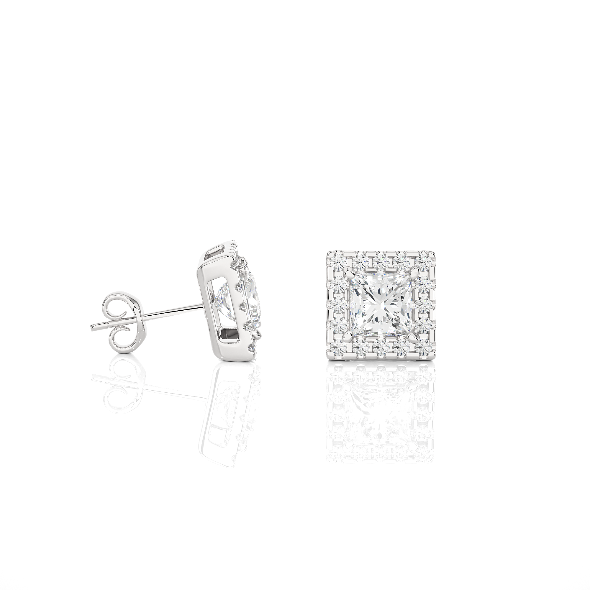 Buy 2.15Ct Princess Diamond Stud Earrings | Solitairekart