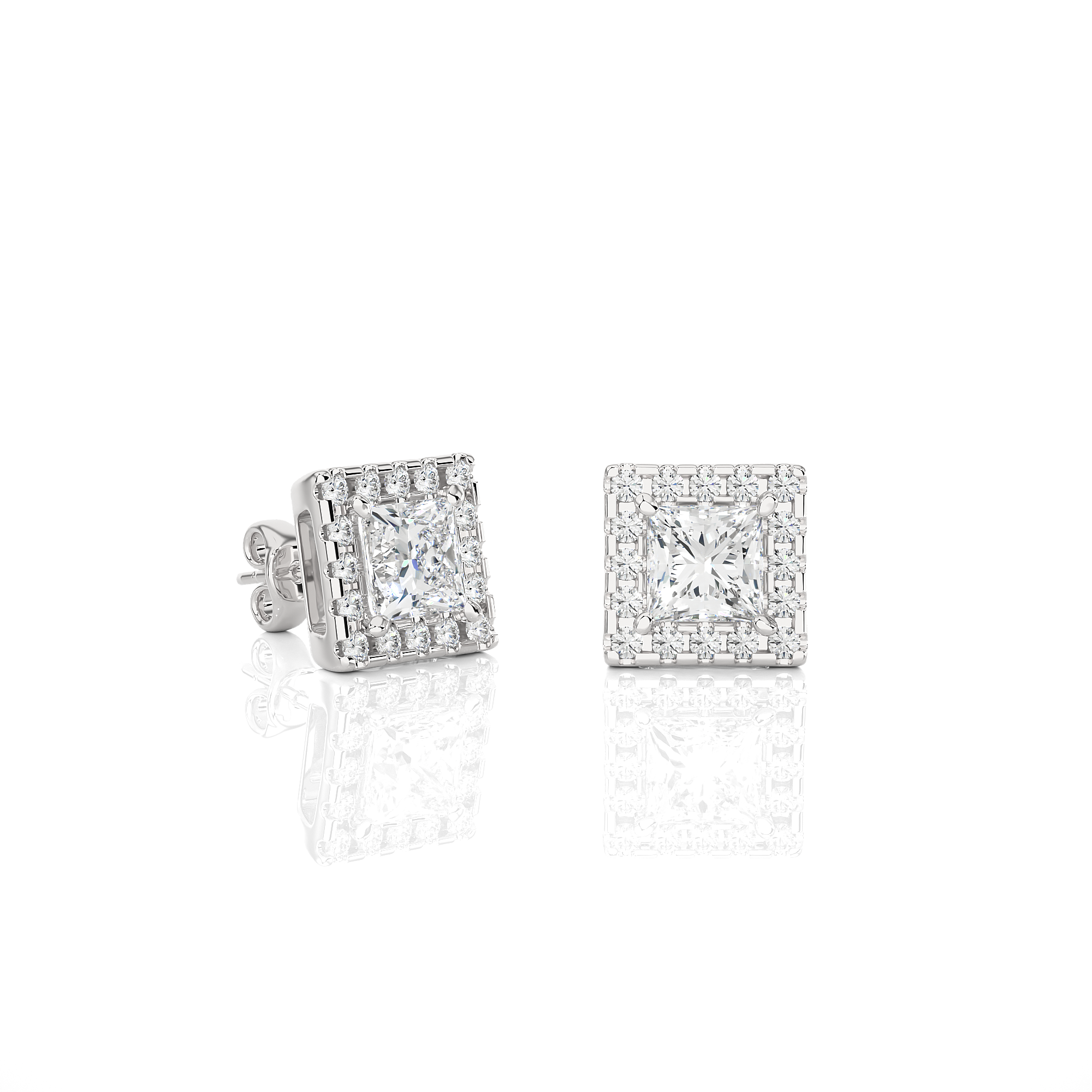 Buy 2.15Ct Princess Diamond Stud Earrings | Solitairekart