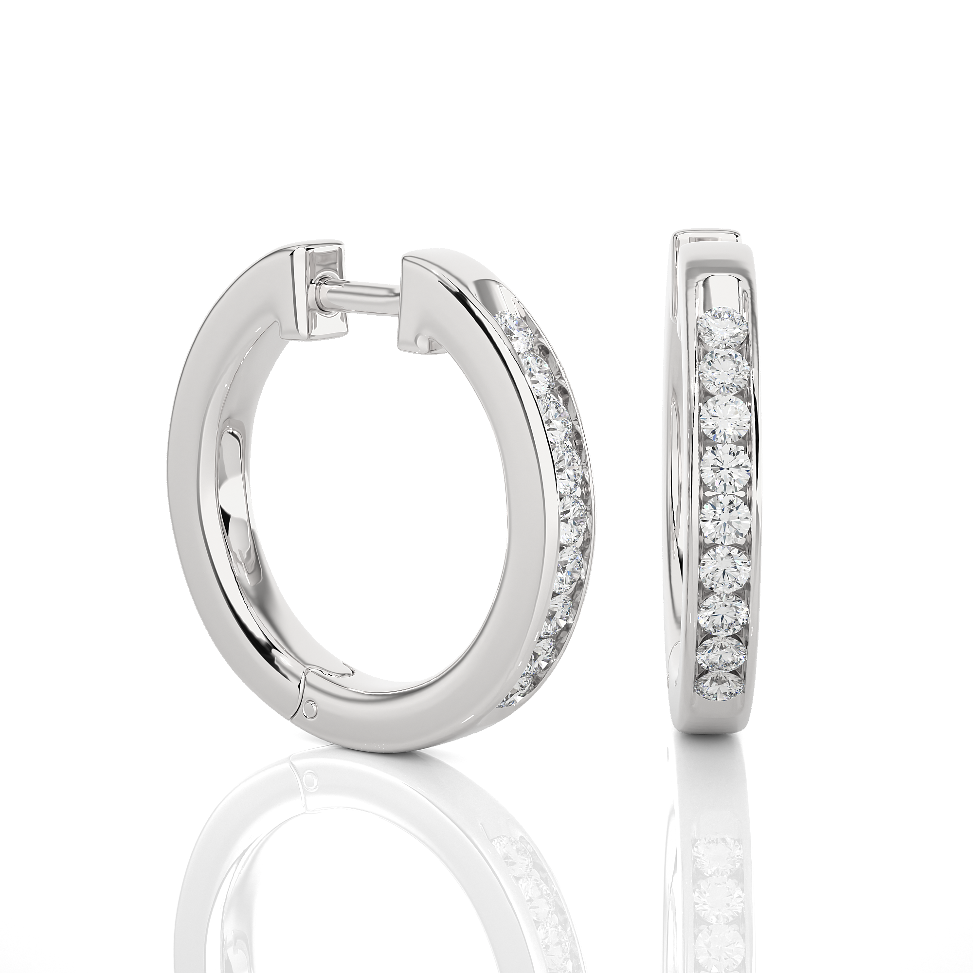 0.52 Carat HI Color VS1 Clarity Diamond Studded Natural Diamond Hoop Earrings.