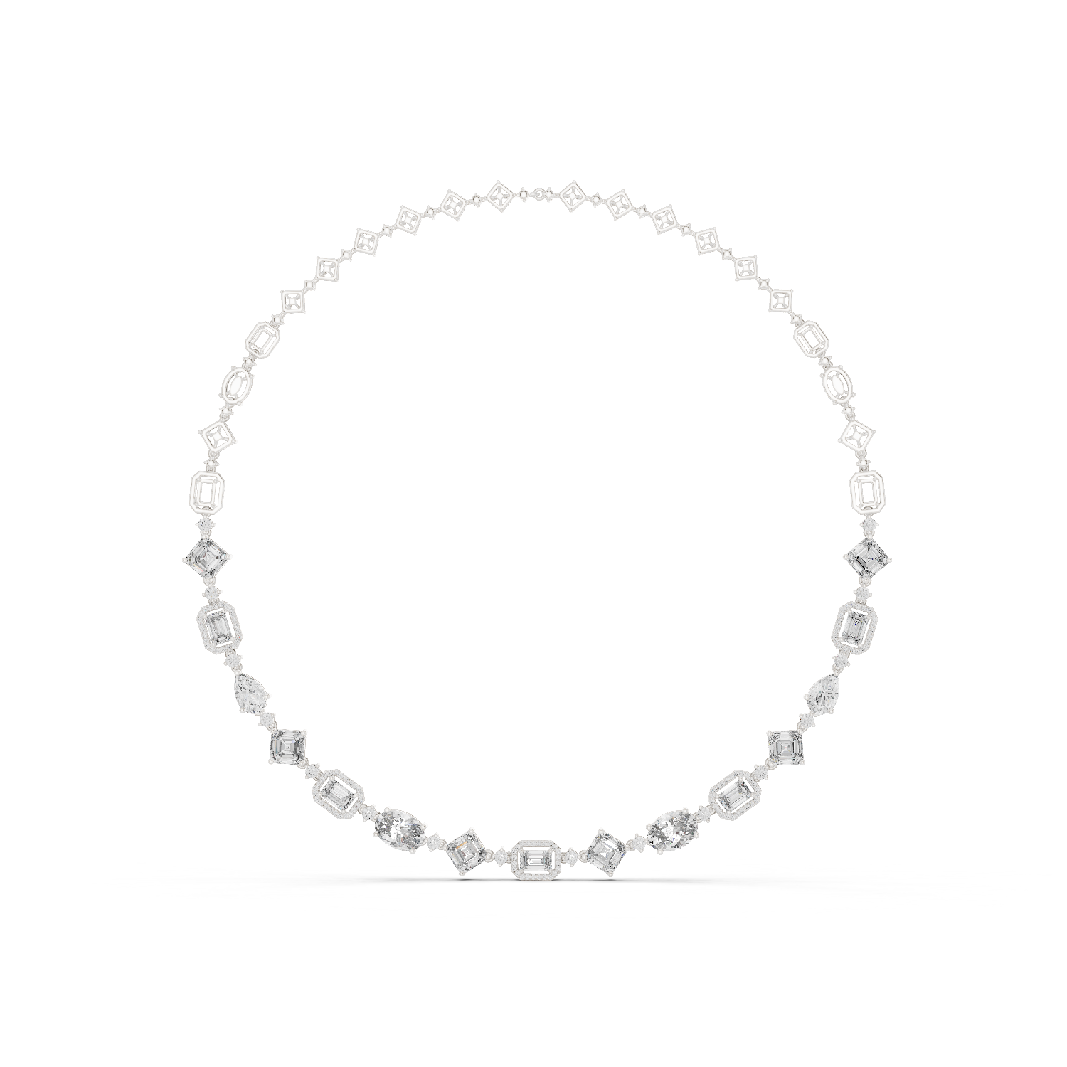 18.6 Ct Natural Diamond Multi-Shape Tennis Necklace