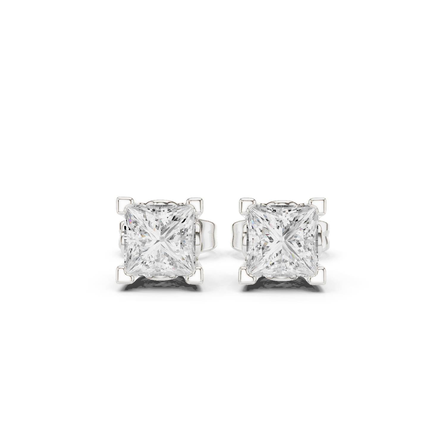 1.00ct H/VS1 Natural Princess Diamond Stud Earrings – Timeless Brilliance