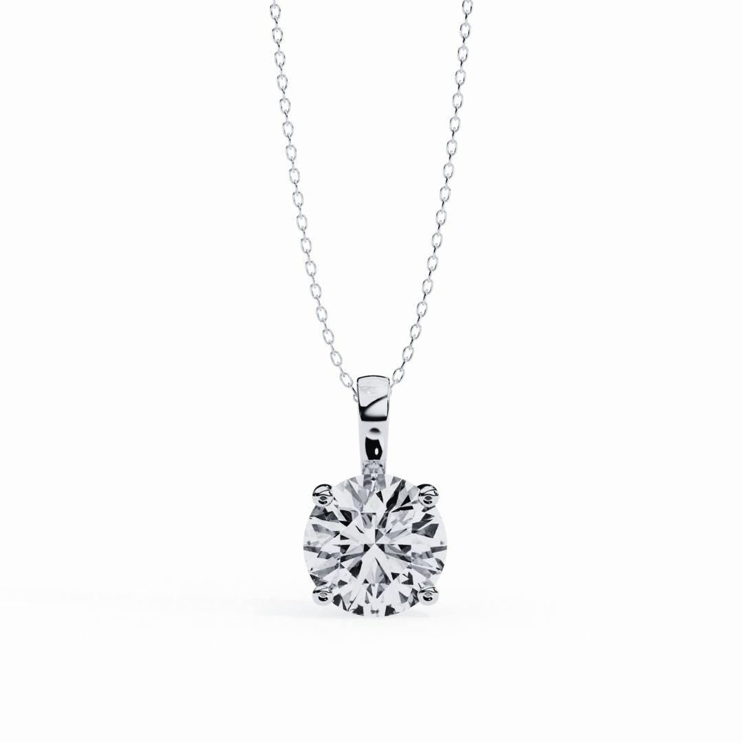 3.01 Carat Round Shape Lab-Grown Diamond Pendant Necklace – F Color VS1 Clarity