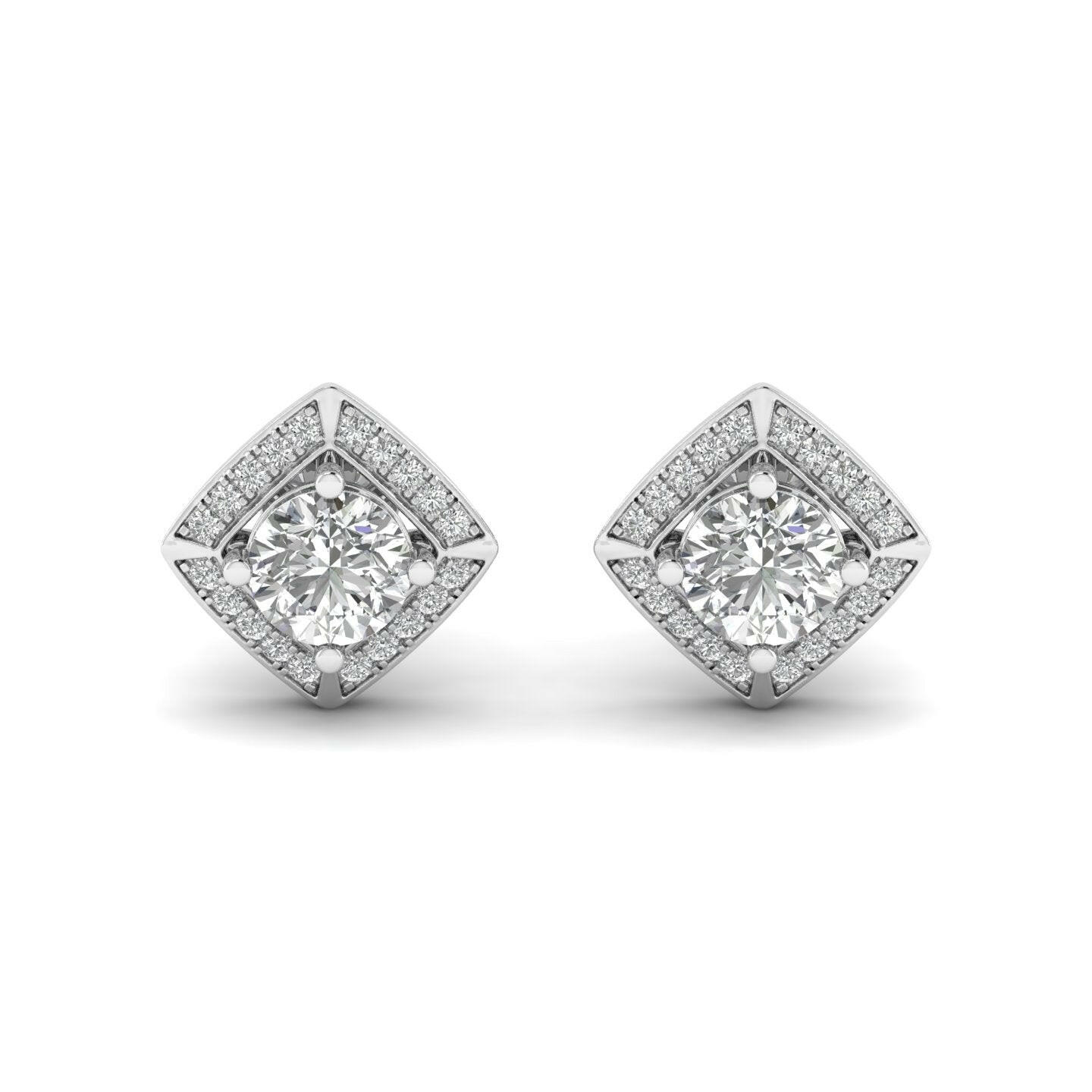 14K Gold Studded TW 3.08 Carat D Color VS1 Clarity Lab Grown Diamond Studs.