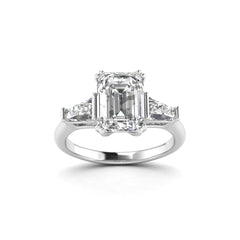 White Gold Studded 3.3 Carat Lab Grown Diamond Ring-G Color VS2 Clarity