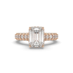 Rose Gold Studded 1.83 Carat Lab Grown Diamond Ring-F Color VVS2 Clarity
