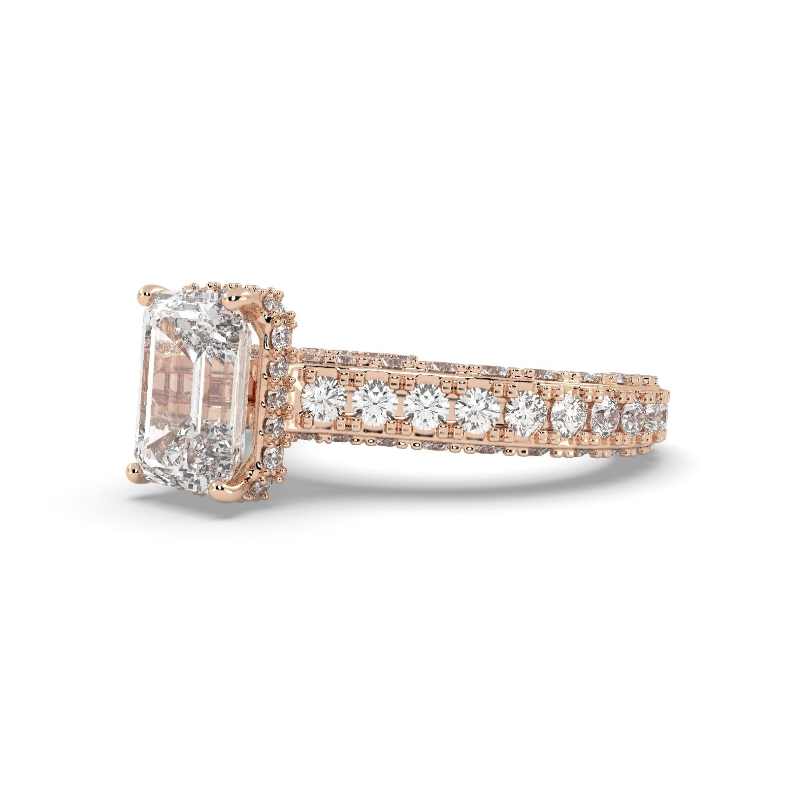 Rose Gold Studded 2.83 Carat Lab Grown Diamond Ring-F Color VS2 Clarity.
