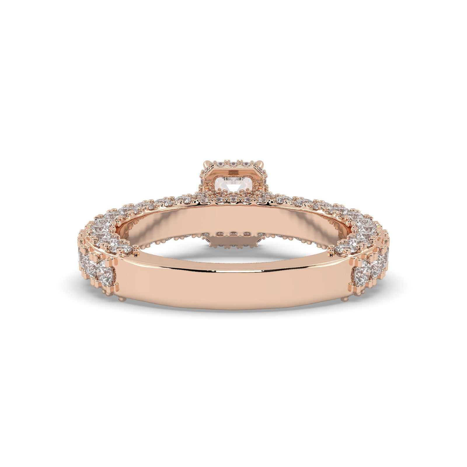 Rose Gold Studded 2.83 Carat Lab Grown Diamond Ring-F Color VS2 Clarity.