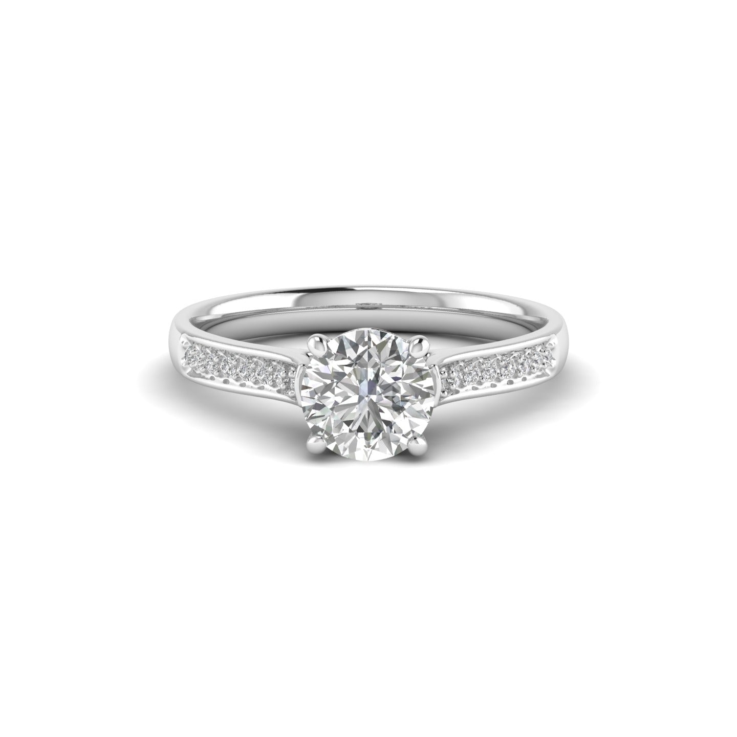 White Gold Studded 0.912 Carat Lab Grown Diamond Ring-D Color VVS Clarity.
