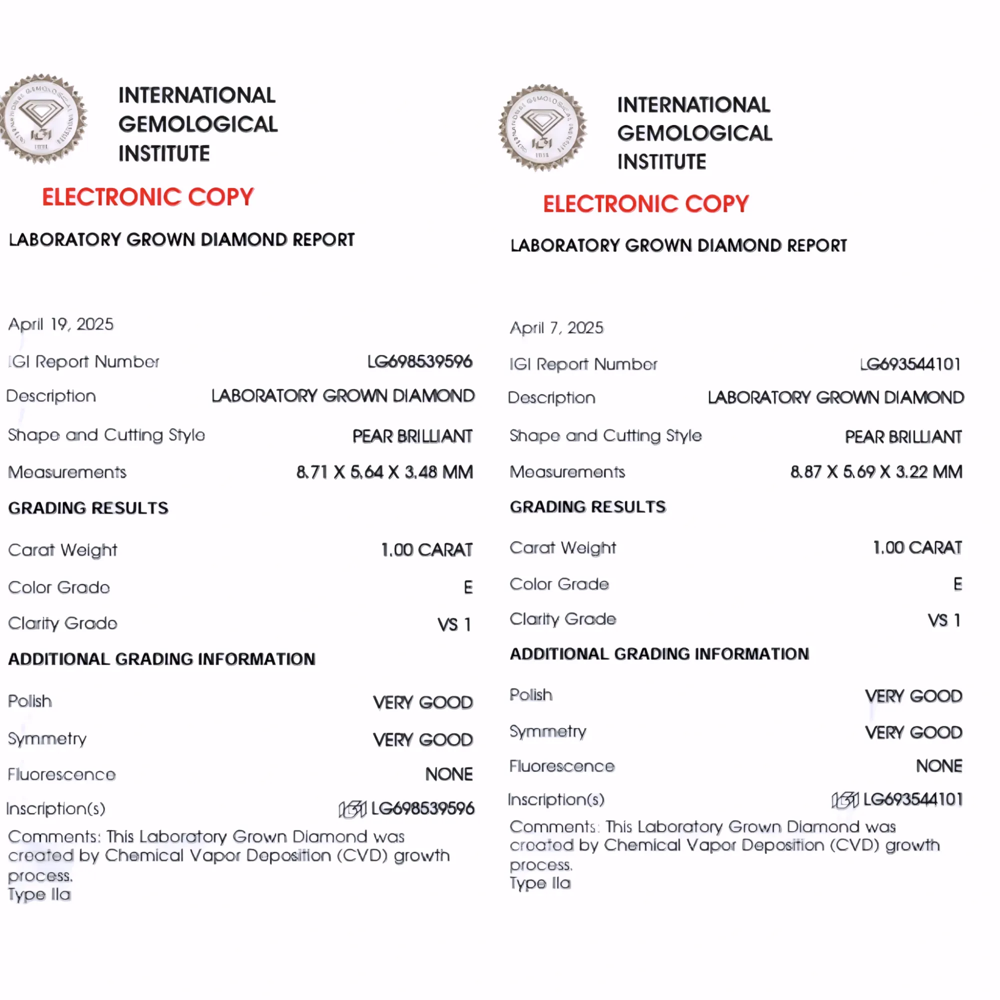 Solitairekart 1+1 Carat E Color, VS1 Clarity Combo Lab Grown Diamond For Studs