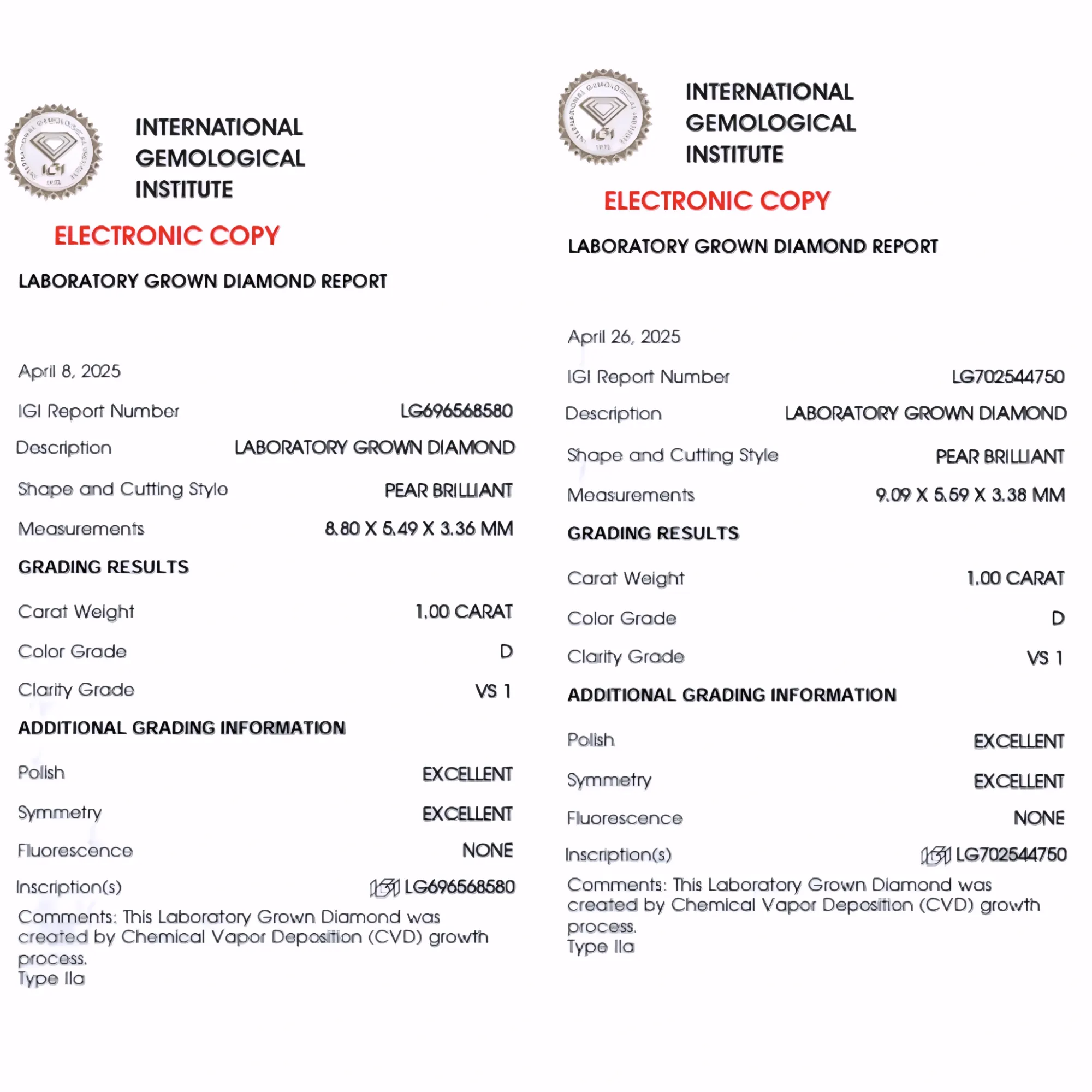 Solitairekart 1+1 Carat D Color, VS1 Clarity Combo Lab Grown Diamond For Studs