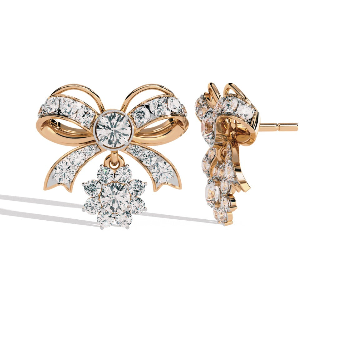 Solitairekart 2.21ct Timeless Bow Natural Diamond Earrings-HI Color, VS-SI Clarity