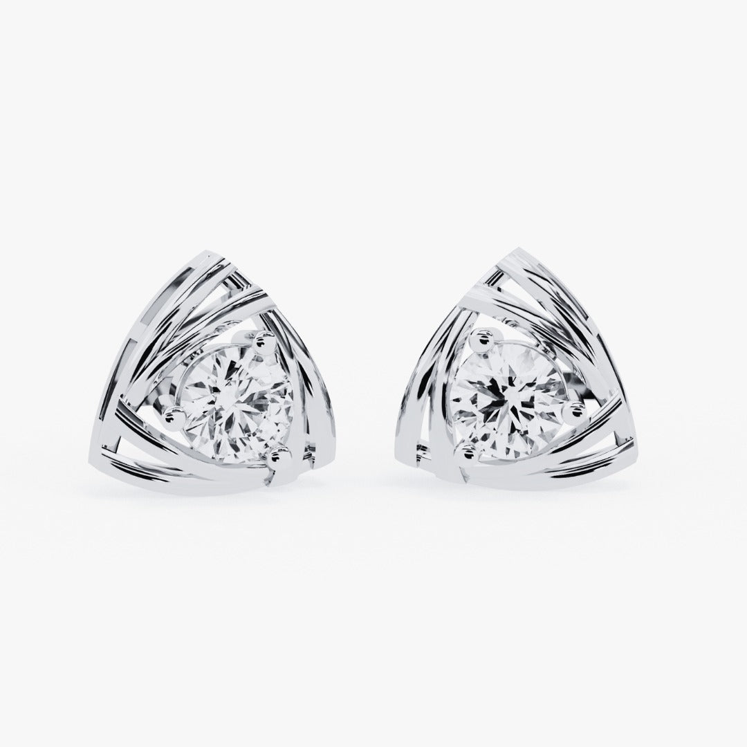 Golden Trillium Natural Diamond Studs | 0.64ct