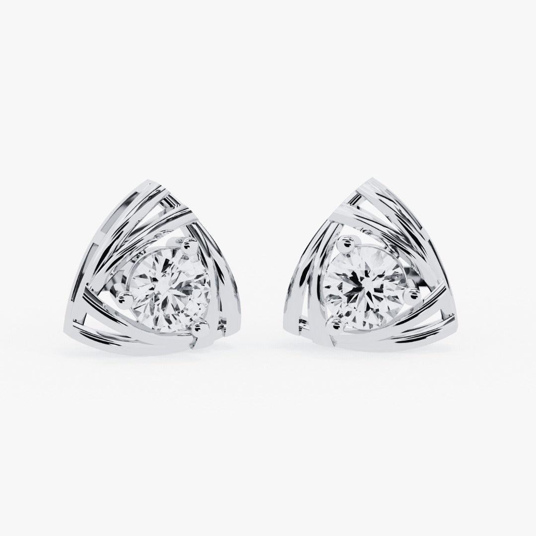 0.64ct Lab Grown Diamond Golden Trillium Stud Earrings – EF Color VS Clarity