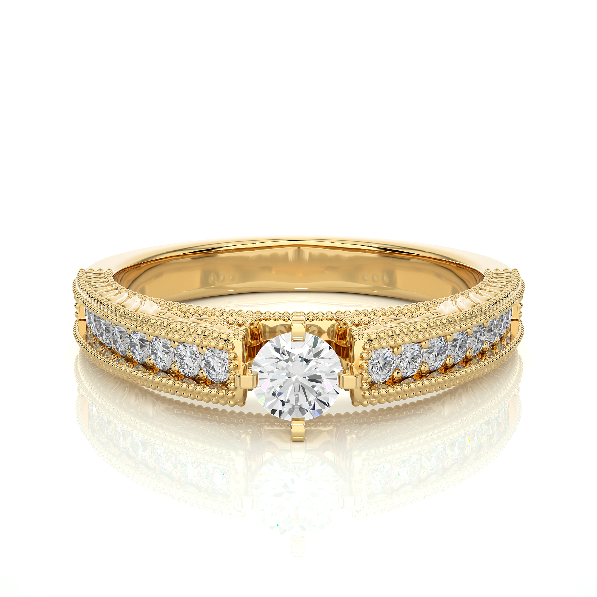 0.48 Carat H Color VS1 Clarity Diamond Studded Natural Diamond Ring.