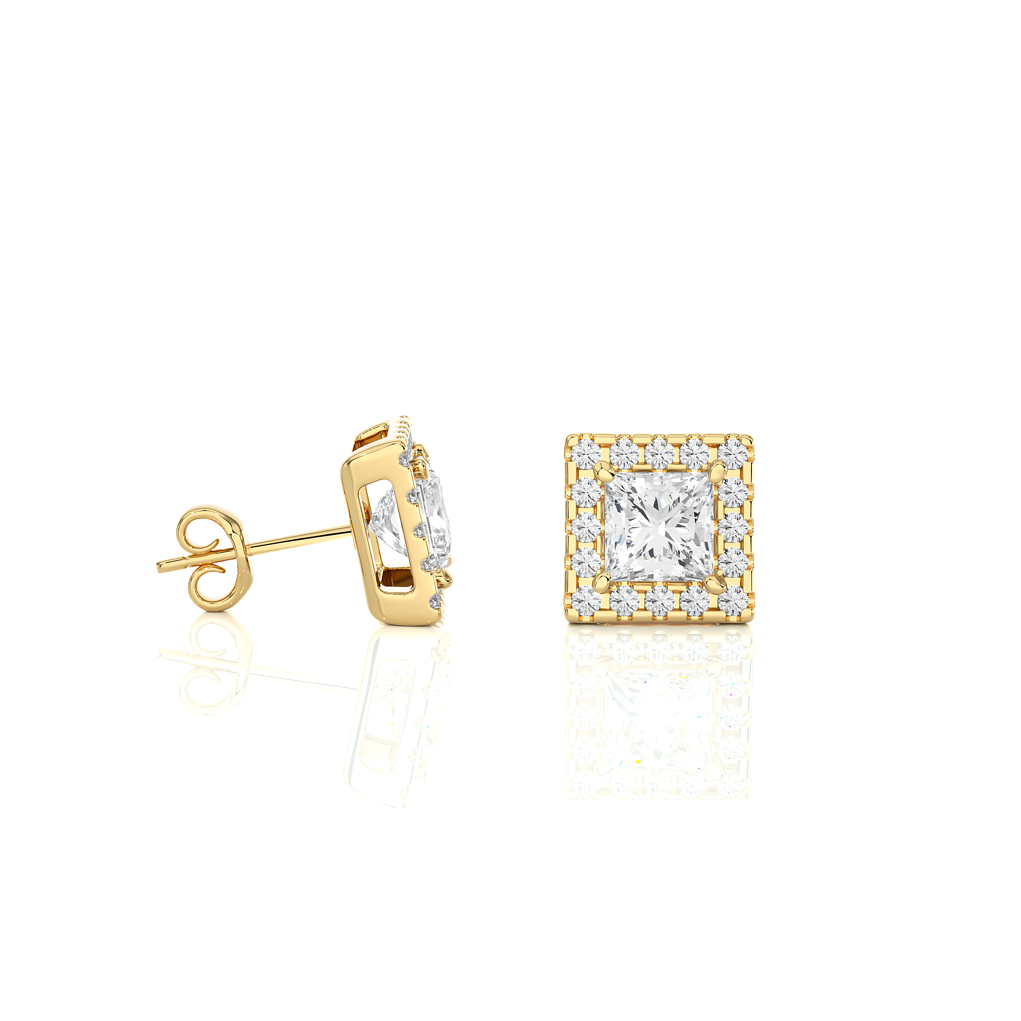 Buy 2.15Ct Princess Diamond Stud Earrings | Solitairekart