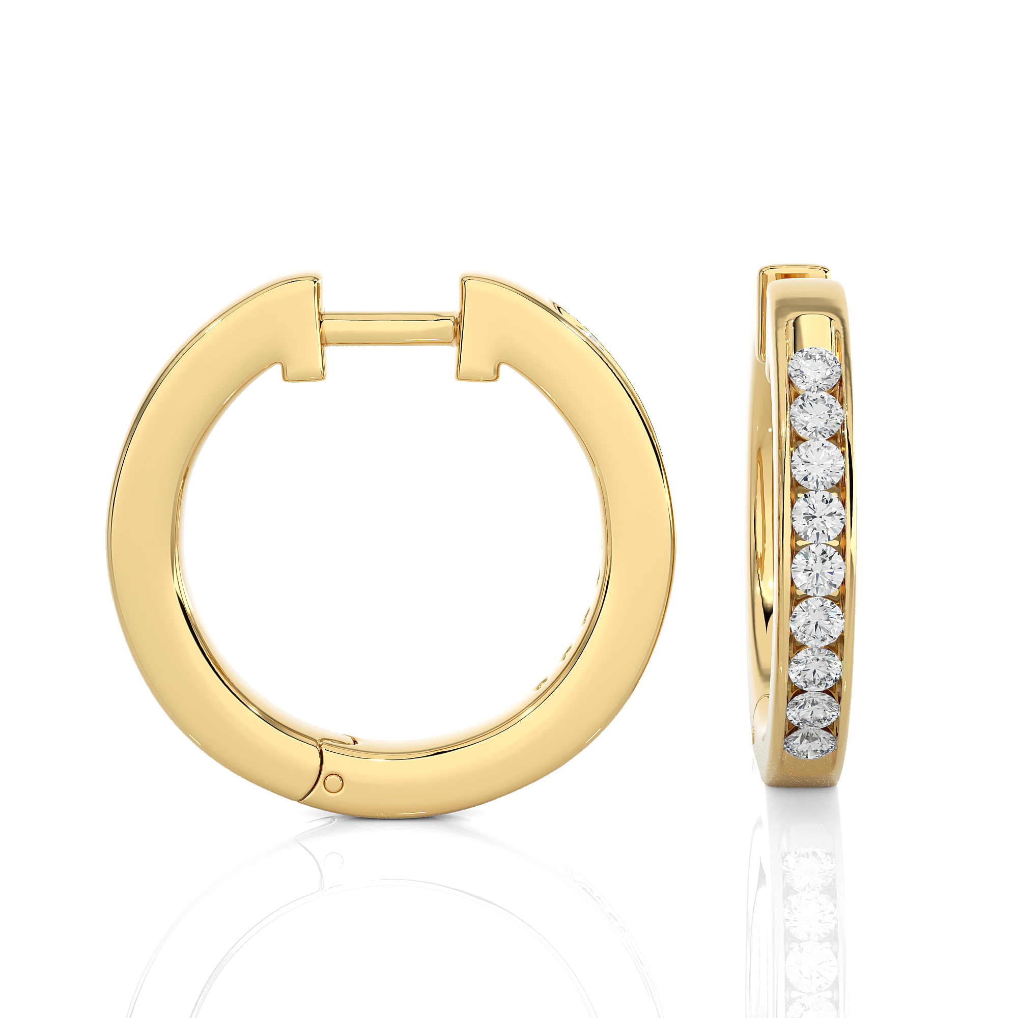 0.52 Carat HI Color VS1 Clarity Diamond Studded Natural Diamond Hoop Earrings.