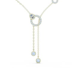 0.683ct EF/VS Oval & Round Cut Natural Diamond Pendant Necklace