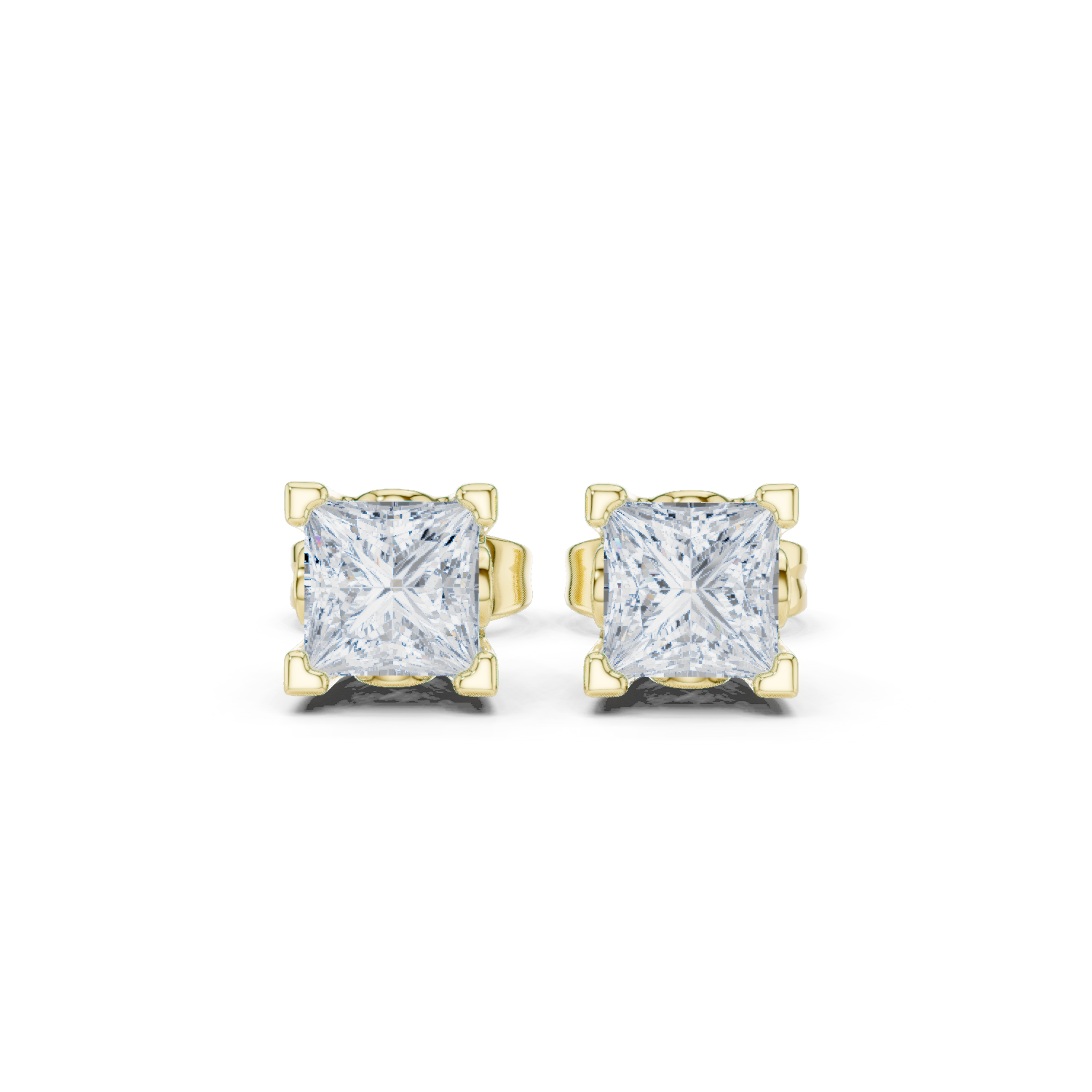 1.00ct H/VS1 Natural Princess Diamond Stud Earrings – Timeless Brilliance