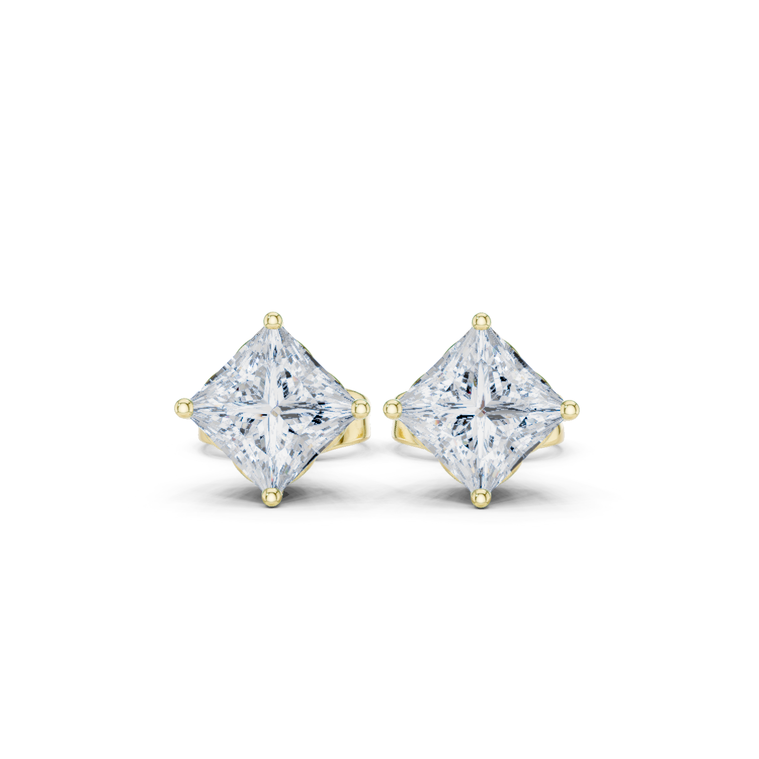 1.00ct J/SI2 Natural Princess Diamond Solitaire Stud Earrings – Classic Brilliance