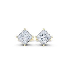 1.00ct J/SI2 Natural Princess Diamond Solitaire Stud Earrings – Classic Brilliance
