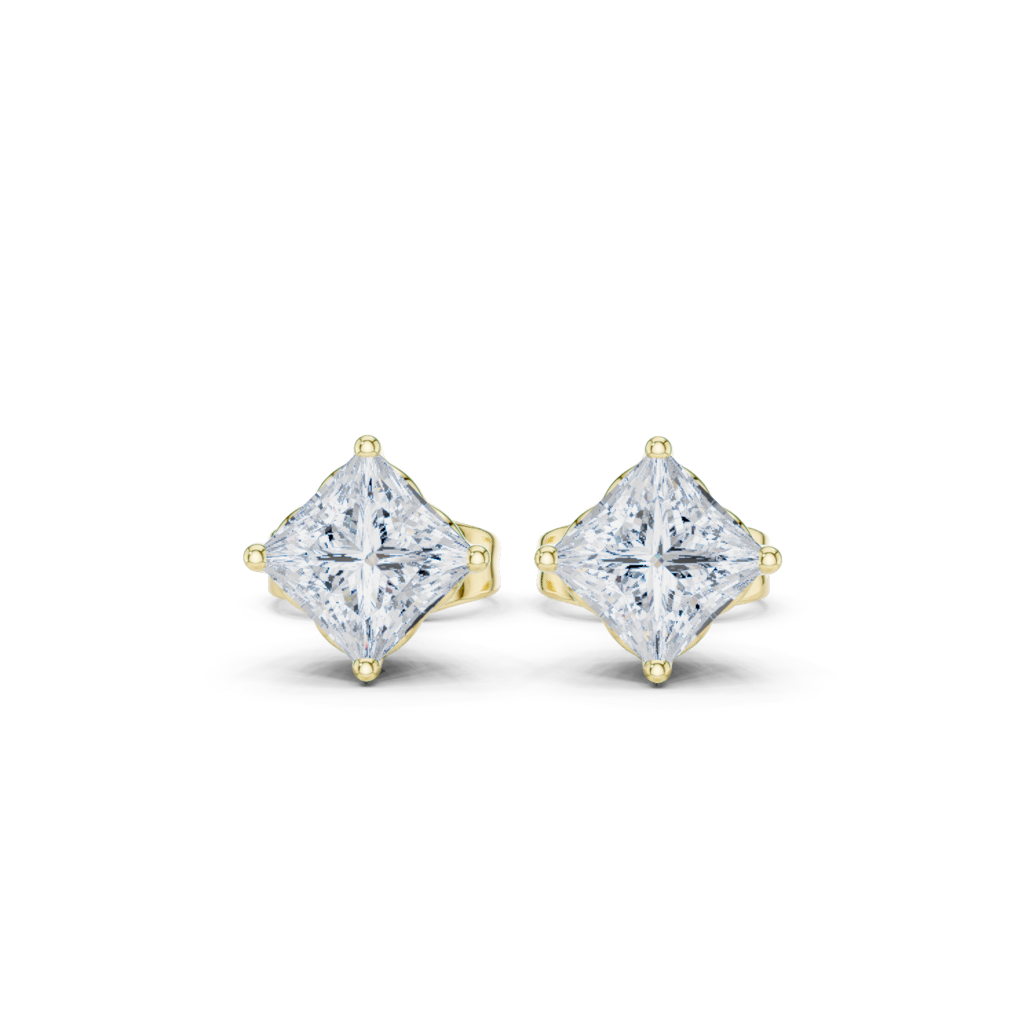Princess Cut 0.75ct Natural Diamond Solitaire Studs – H Color, VS1 Clarity