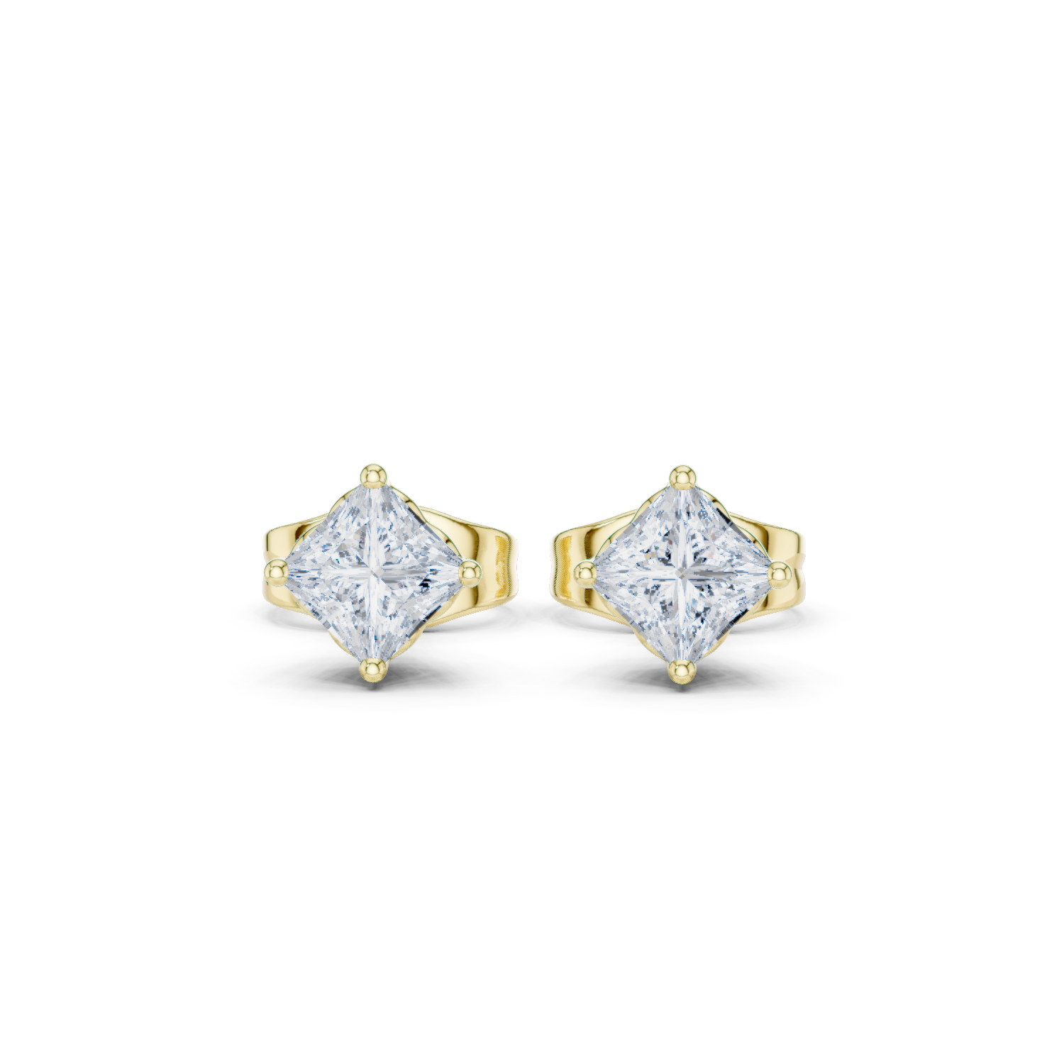 0.50 Carat Natural Princess Diamond Solitaire Studs – H Color, VS1 Clarity