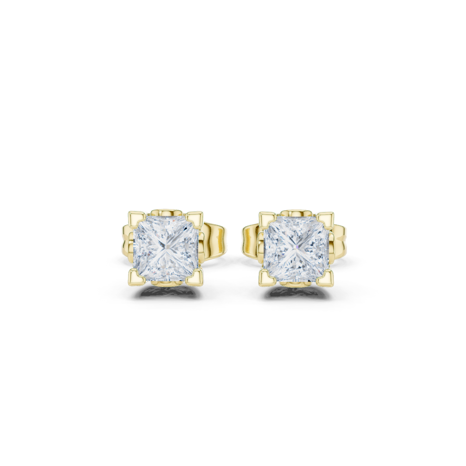 Princess Cut 0.50ct Natural Diamond Stud Earrings – I Color, SI1 Quality
