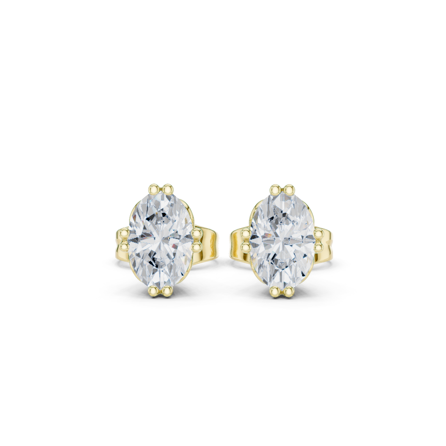 1 Carat Natural Diamond Oval Solitaire Studs – H Color, VS2 Clarity
