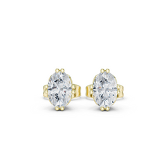 1 Carat Natural Diamond Oval Solitaire Studs – H Color, VS2 Clarity