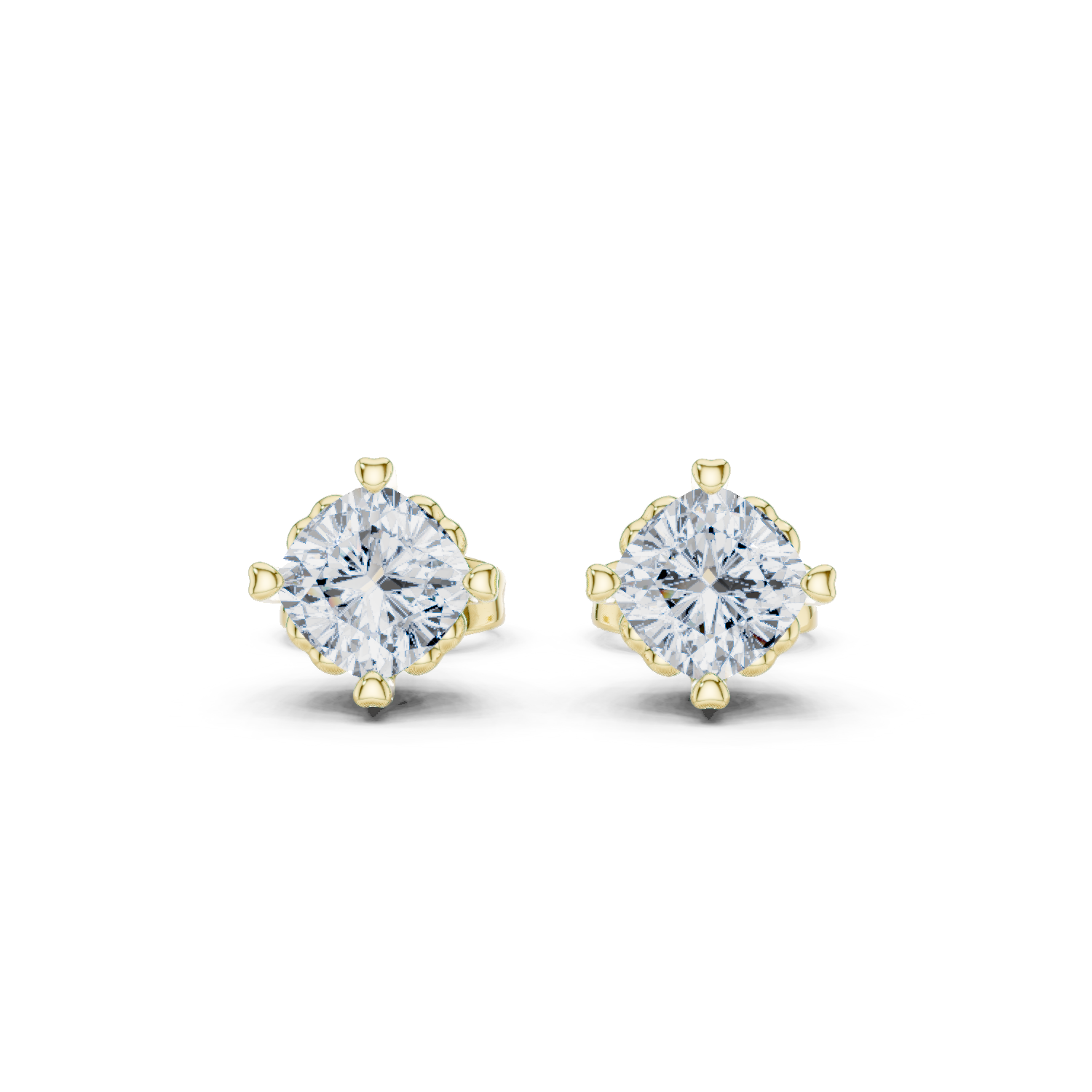 Cushion Cut 1.00ct Natural Diamond Stud Earrings – J Color, SI2 Quality