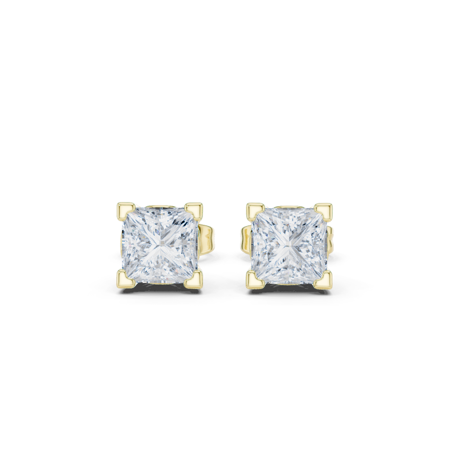 0.75 Carat Natural Princess Diamond Studs – H Color, VS2 Clarity