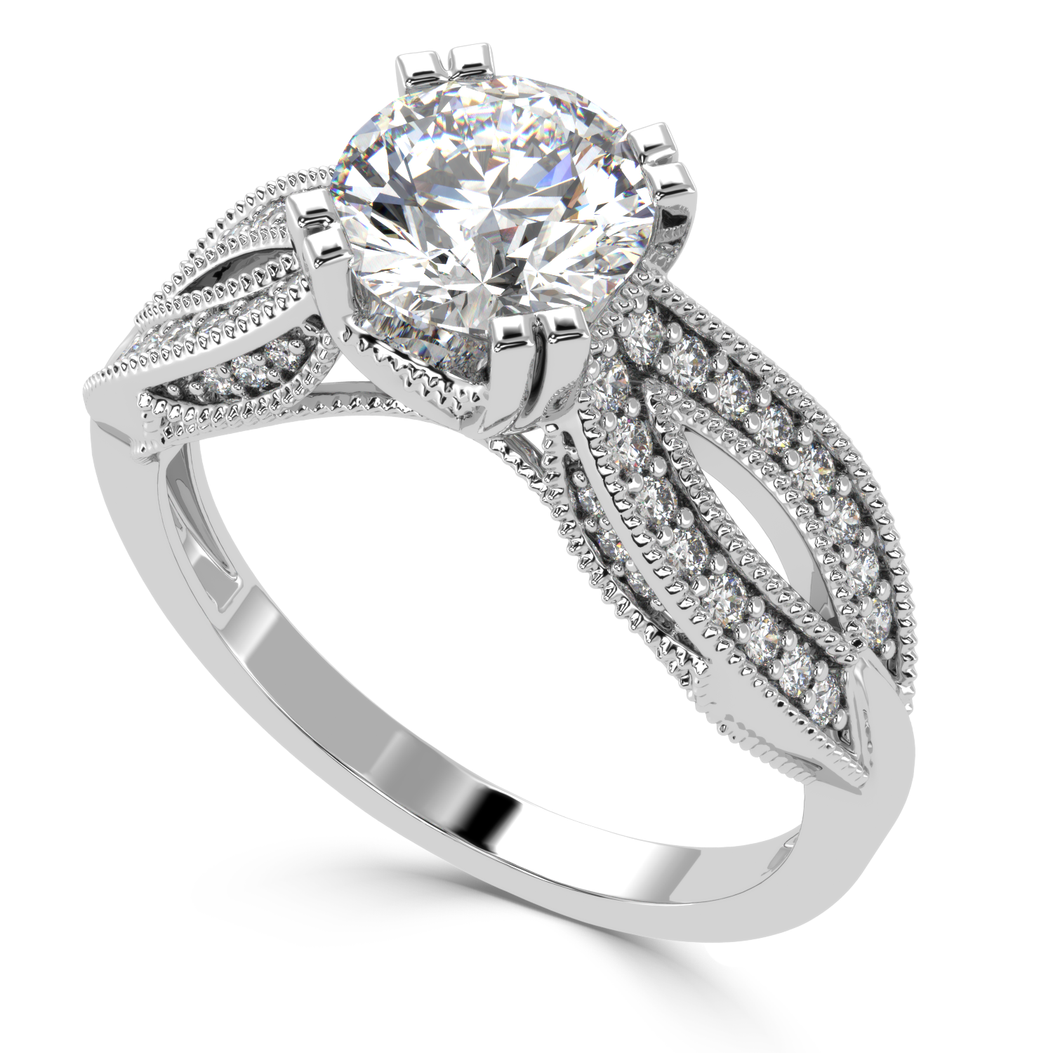 1.36 Carat H Color VS1 Clarity Diamond Studded Natural Diamond Ring.