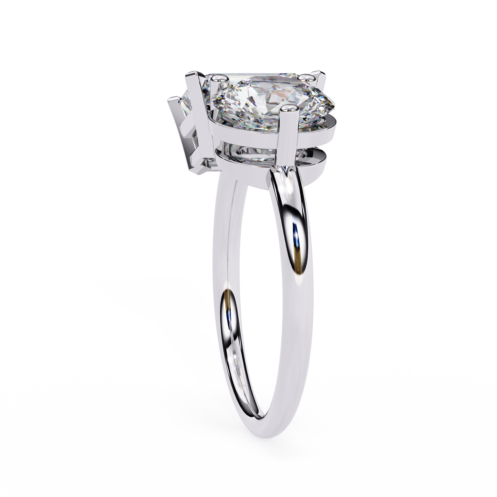 4.05 Carat Radiant & Round Shape Lab Grown Diamond Engagement Ring