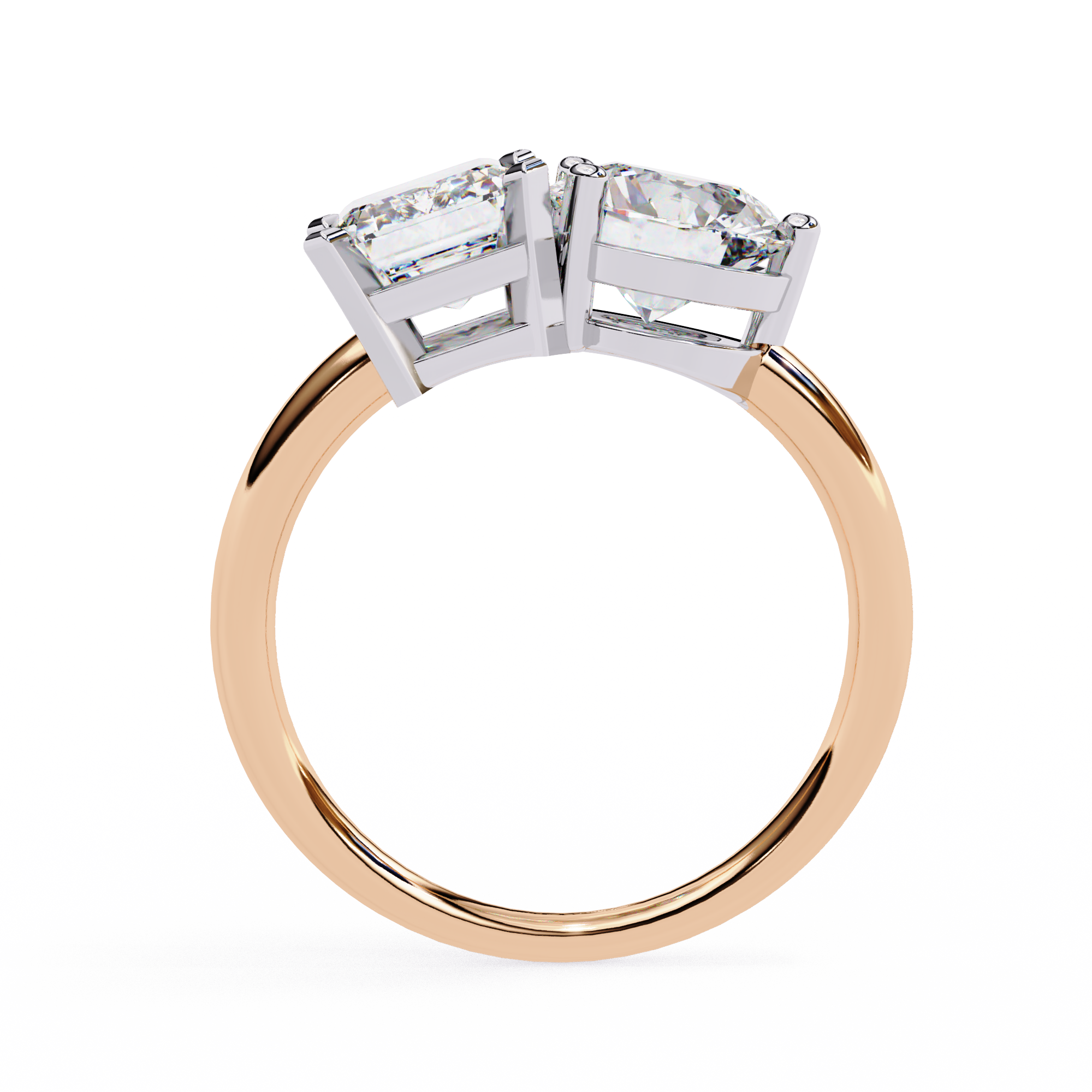4.05 Carat Radiant & Round Shape Lab Grown Diamond Engagement Ring
